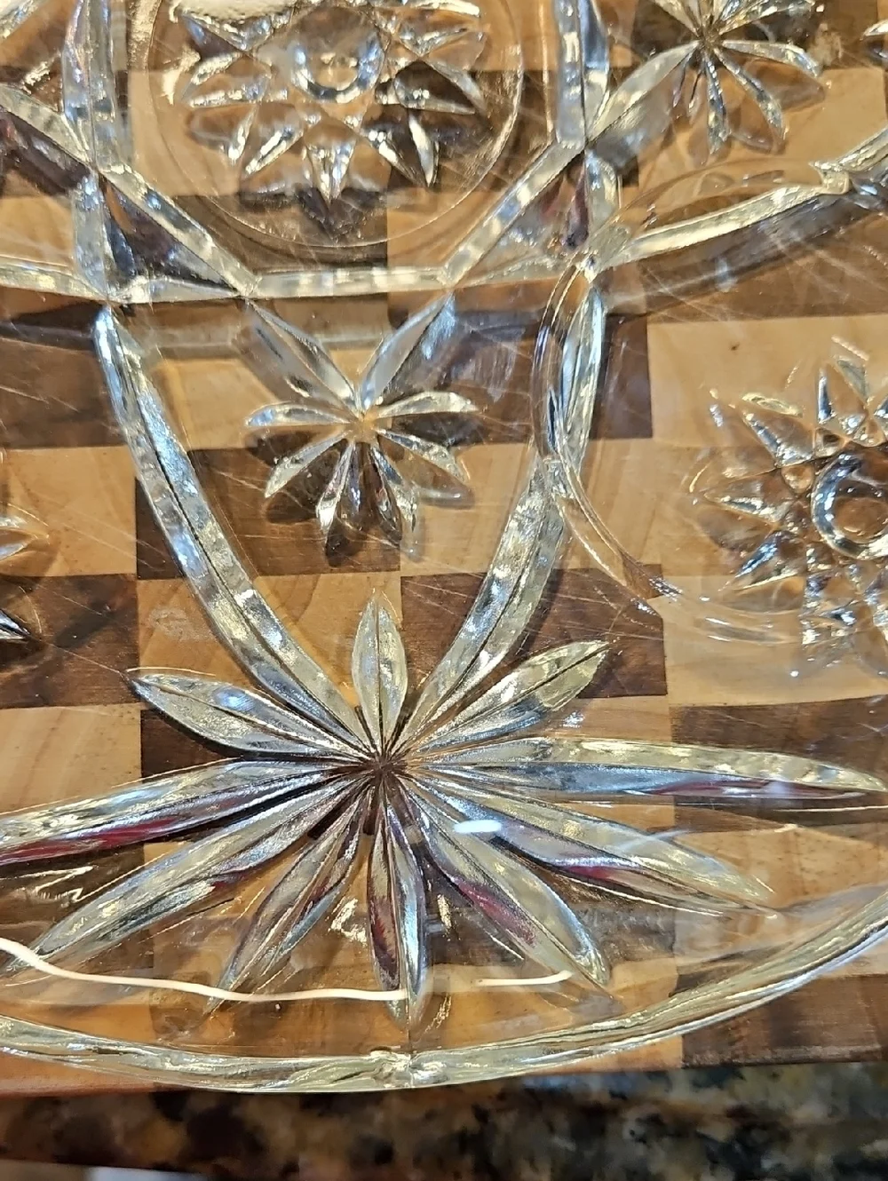Anchor Hocking Star Of David Clear Pressed Glass‎ Plate 9.5 Inch